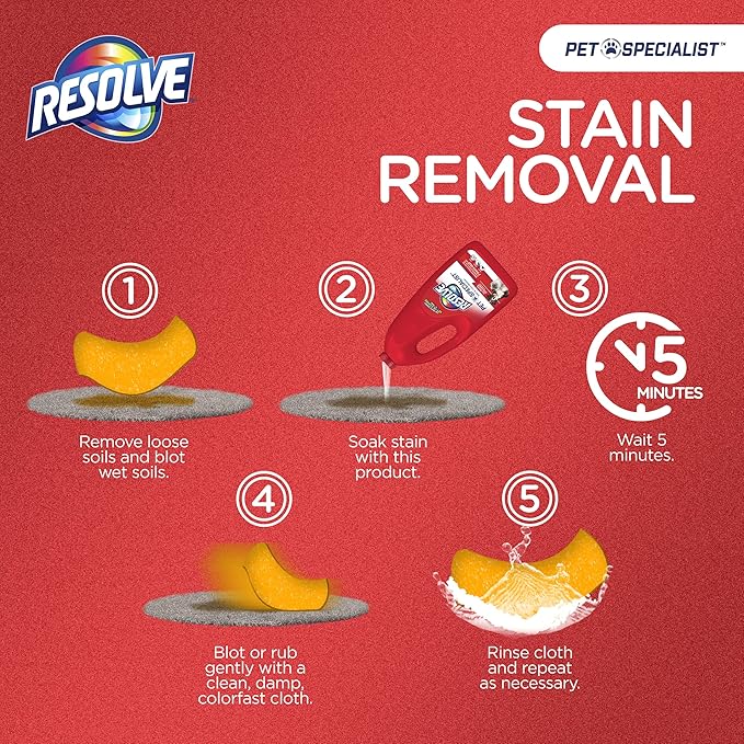 Resolve Pet Specialist Carpet Cleaner, Stain Remover and Odor eliminator, Floor and Upholstery Cleaner, refill for trigger, 60 oz