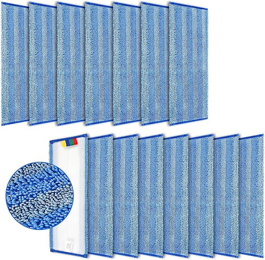 15 Pack Replacement Microfiber Mop Pad – Universal 17-18" Heavy Duty Reusable Refill – Thick Commercial Cleaning Pad for Wet & Dry Use - 18in Flat Mop Head (Trapezoid)