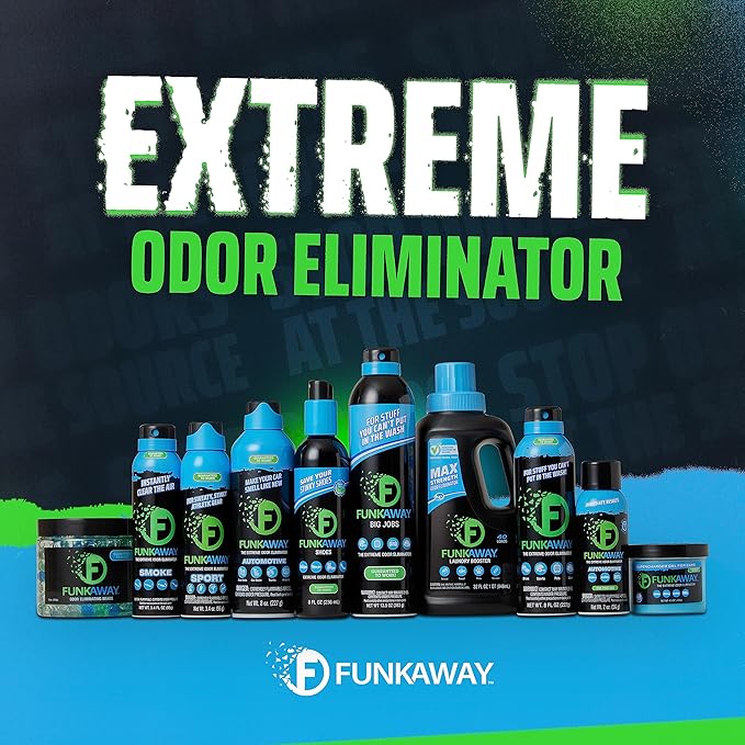 FunkAway Odor Eliminating Spray for Shoes, Skates, Work Boots & More, 8 oz., Extreme Odor Eliminator, Perfect for Stinky Stuff You Can't Put in the Wash