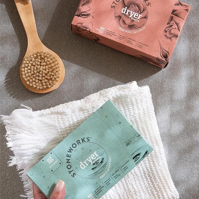 Grab Green Stoneworks Cruelty-Free Dryer Sheets | Softens Fabrics, Freshens Clothing & Reduces Static-Cling and Wrinkles | Plant Based | Birch Branch Scent (80 Sheets)