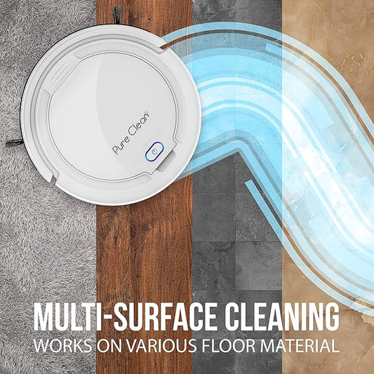 Smart Automatic Robotic Vacuum Cleaner - Slim Rechargeable Electric Automatic Robot Vacuum Cleaner w/, Self Programmed Navigation, Anti-fall Sensors - (Carpet, Hardwood, Linoleum, Tile), White