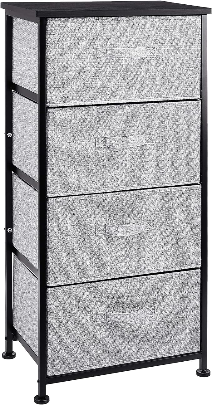 Amazon Basics Fabric 4-Drawer Storage Organizer Unit for Bedroom Closet, Black