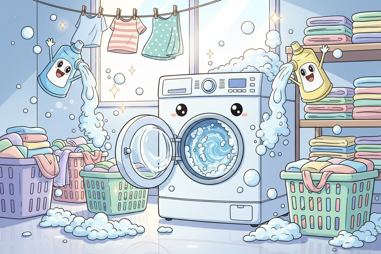 Laundry Care 만화이미지로 만들어줘